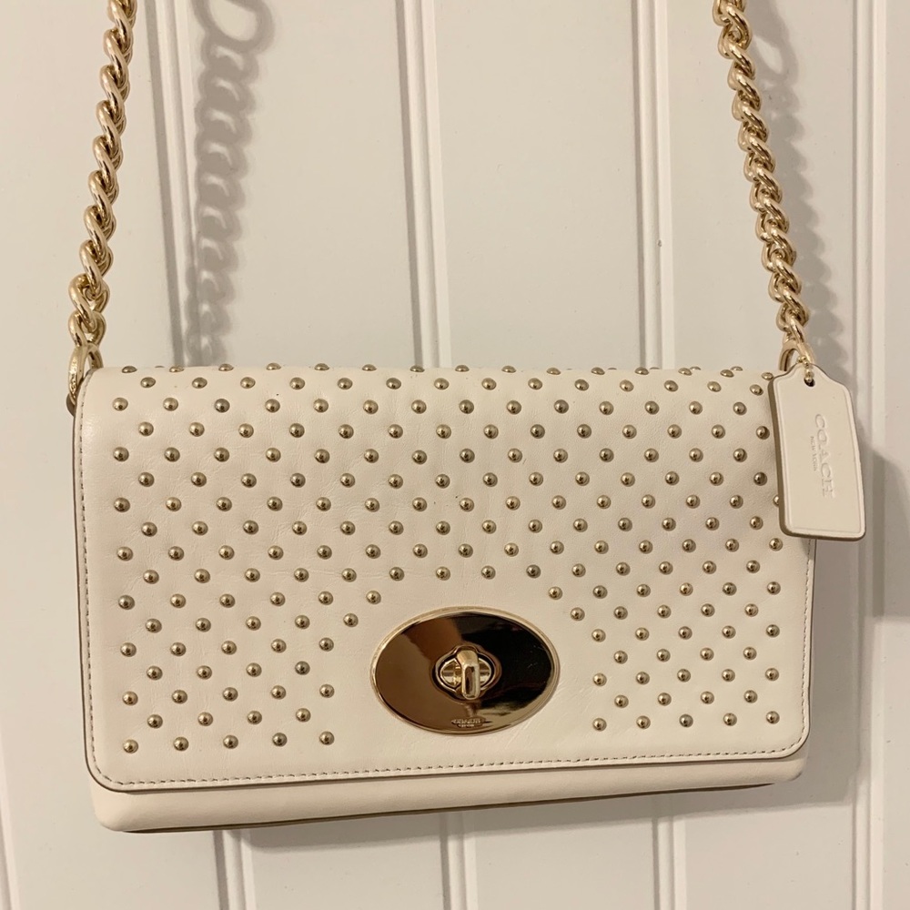 COACH Off white cross body bag with gold hardware